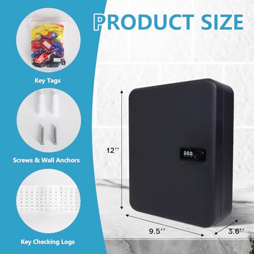 72 Position Key Cabinet with Combination Lock Wall Mount
