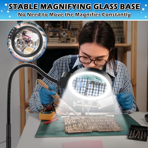 30X 10X Large Floor Magnifying Glass with Light and Stand