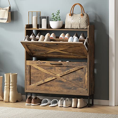 Shoe Storage Cabinet with Flip Drawers