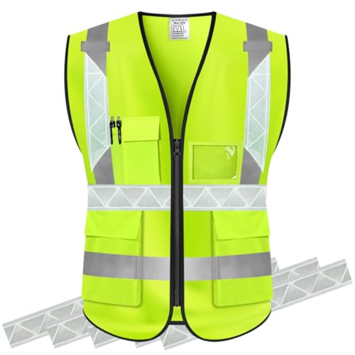 High Visibility Safety Vest Customize Your Logo Protective Workwear 5 Pockets Outdoor Work Vest