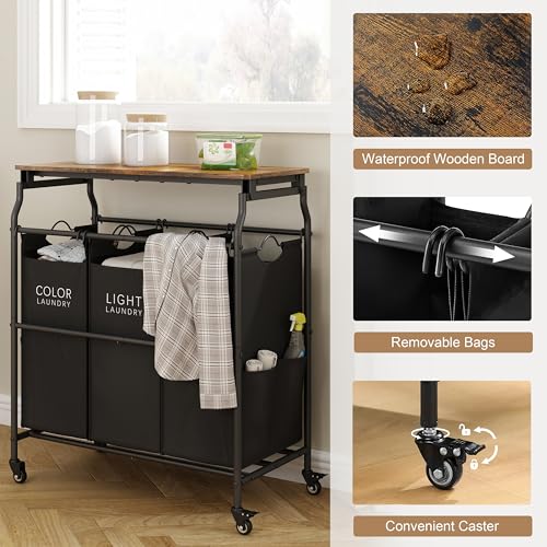 Laundry Sorter Cart with Ironing Board