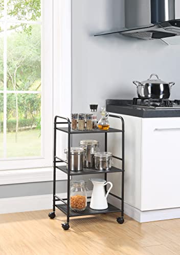 Minimalist Style 3 Tier Utility Rolling Shelf Cart