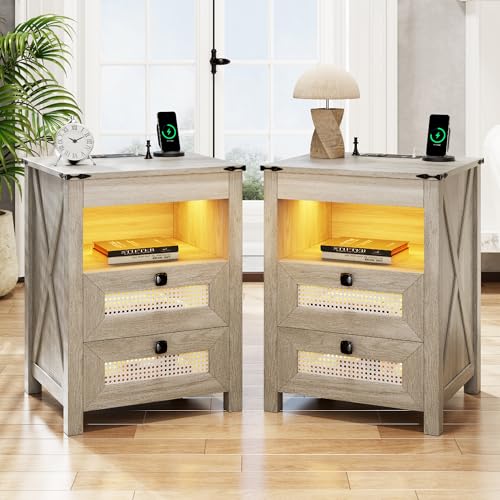 LED Night Stand with Gun Drawer & Charging Station