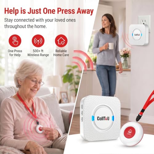 Caregiver Pager Wireless Call Button 500+ Feet for Home