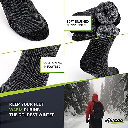 Mens Merino Wool Crew Socks Thermal and Warm Socks for Winter Work Hiking Running 3 Pairs