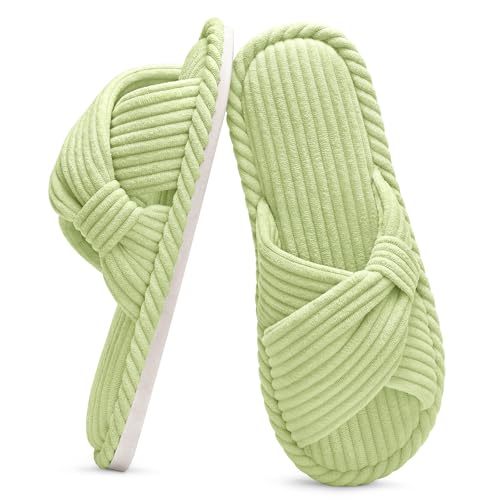 Summer House Slippers for Women Corduroy Open Toe Indoor Slippers