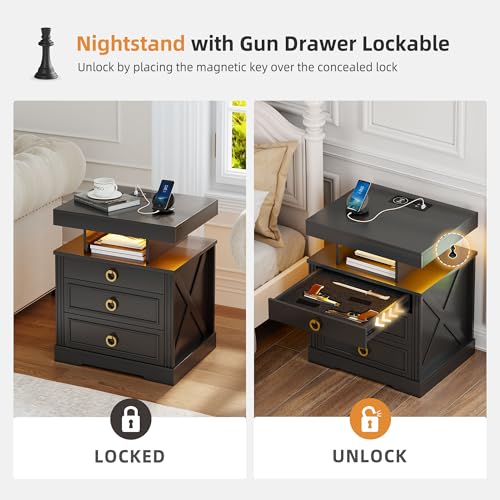 Nightstand with Lockable Gun Drawer