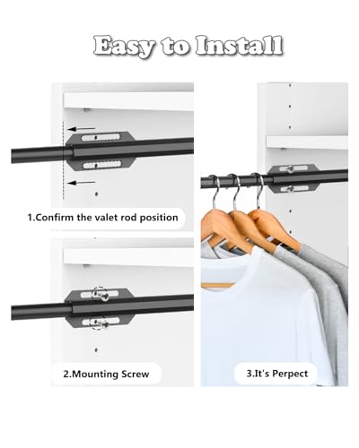 12" Valet Rod for Closet Pull Out Retractable Slide Out for Laundry Rooms
