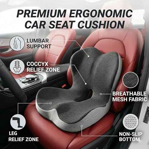 Seat Cushion Premium Ergonomic Memory Foam Car & Office Chair Seat Cushion