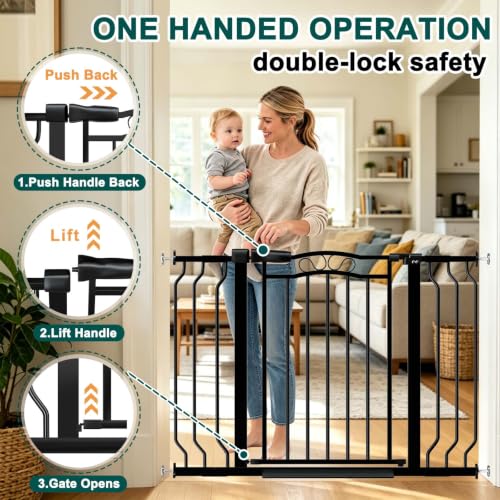 29.5" 81.1" Extra Wide Baby Gates for Stairs Doorways No Drill