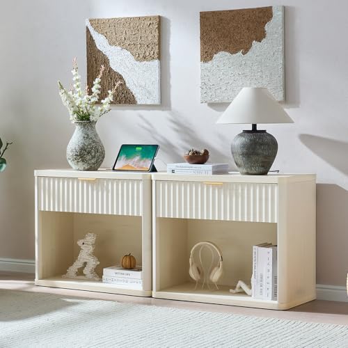Wide Fluted Nightstand for Large Spaces