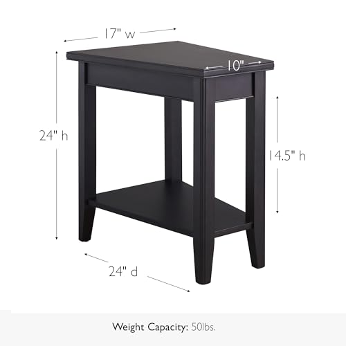 Laurent Solid Wood Recliner Wedge End Side Table with Shelf