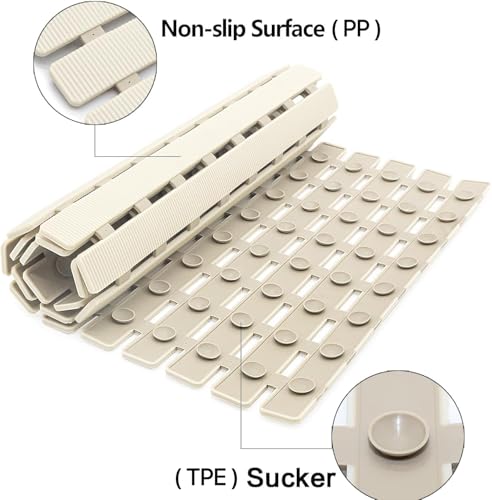 Shower Mat Non Slip Bathtub Mat with Suction Cups and Drain Holes 27.5 x15.7 Inch Bath Mat for Tub & Shower.Easy Dry