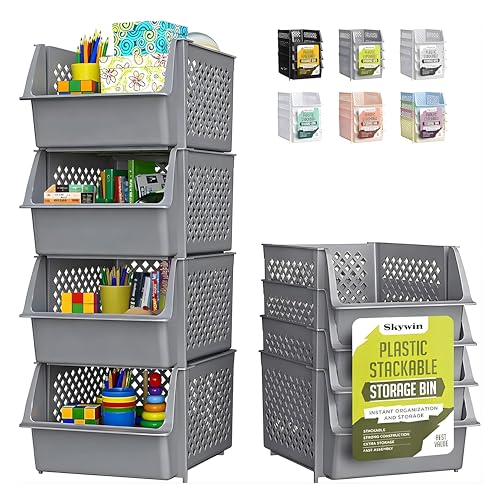 Stackable Storage Bins Open Front for Pantry Storage