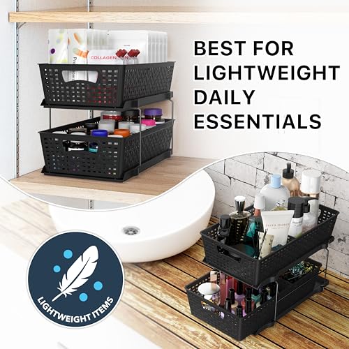 SimpleHouseware 2 Tier Bathroom Organizer Tray Pull