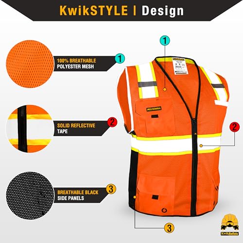 BIG KAHUNA Safety Vest Class 2 ANSI OSHA Hi Vis Reflective Vest