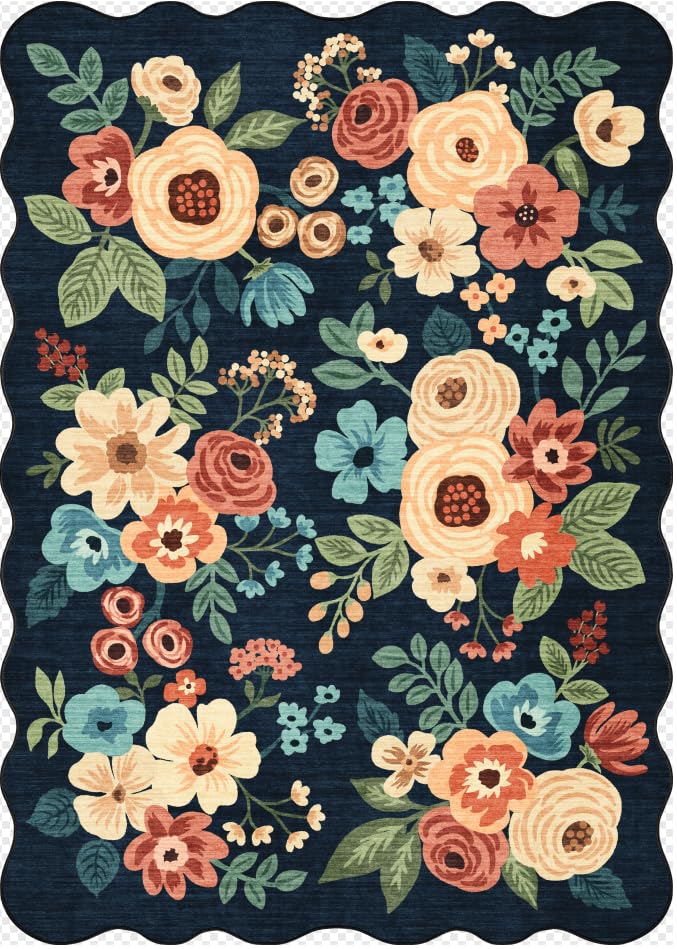 Floral Rug Black