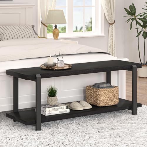 Industrial Modern Entryway Shoe Storage Bench for Hallway Living Room Bedroom