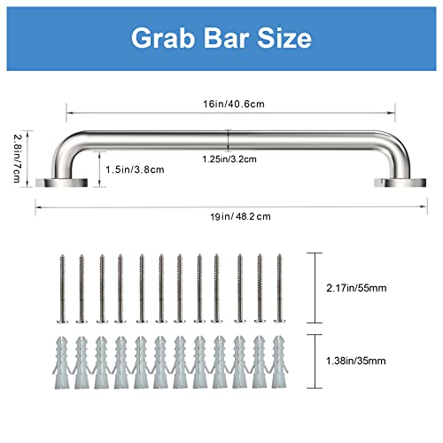 2 Pack Shower Grab Bar 304 Stainless Steel Bathroom Grab Bar Handle Bathroom Shower Balance Bar Safety Hand Rail Support Handicap Elderly Senior Gravida Assist Bath Handle