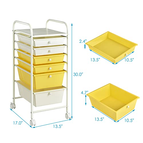 Storage Cart Bin Organizer Rolling Storage Cart Metal Frame Plastic Drawers Flexible Wheels Home Office Scrapbook Supply & Paper Shelf