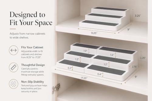 Expandable 3 Tiered Spice Rack Organizer for Cabinet and Kitchen Pantry Shelf