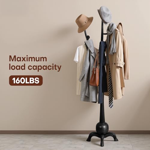 Coat Rack Freestanding Wood Tree Rack with 8 Hooks