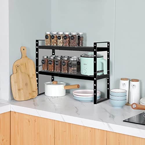 Expandable Stackable Spice Rack Cabinet Shelf Organizer in Cabinets Shelves Kitchen Cupboard Organization Stack up Racks Pantry Countertop Storage