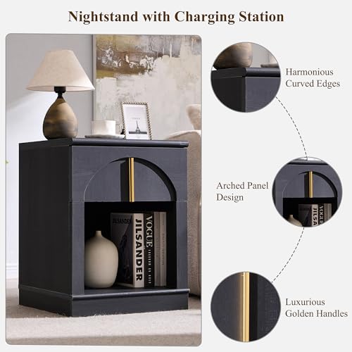 Modern Night Stand with Arched Panel