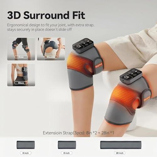 Cordless Knee Massager with Heat Vibration for Pain Relief