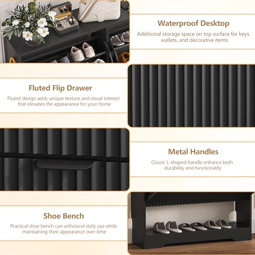 Shoe Cabinet Storage for Entryway with Flip Drawers