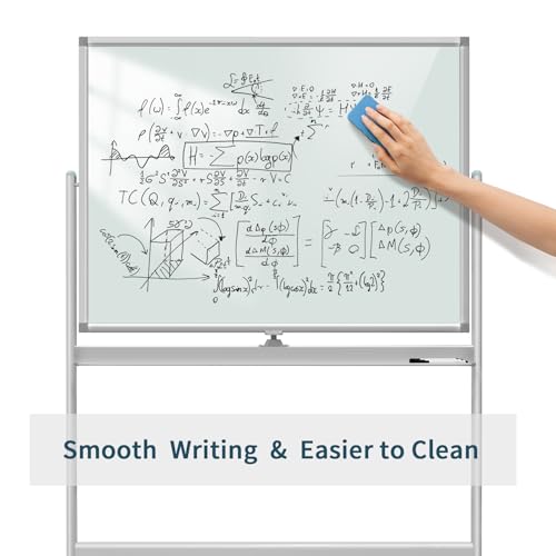 Rolling Writeboard Premium Tempered Magnetic Glass Double Sided Easel