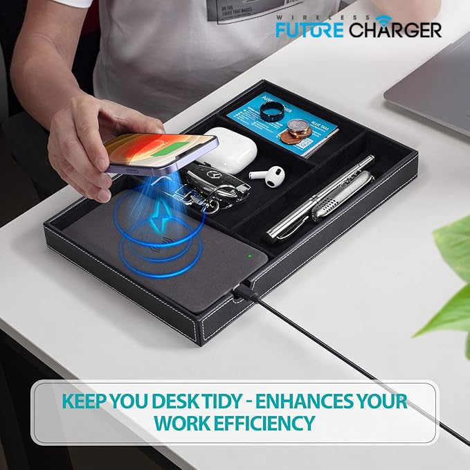Valet Tray Built in Wireless Charging Pad