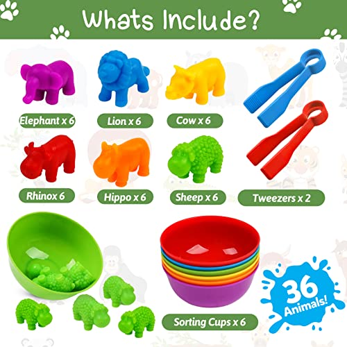 Counting Dinosaur Toys Matching Games with Sorting Bowls Sorting Toys for Toddlers Preschool Learning Activities for Math Color Sensory Montessori Fine Motor Skills Toys for 3 4 5 Years Old Boys Girls