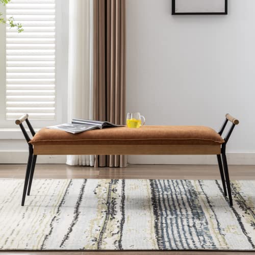 Long Ottoman Bench with Arms Metal Legs 2465