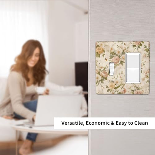 Light Switch Cover Plate Vintage Sunflower Highland Cow Rustic Art 1 Gang No Device Blank Electrical Wall Plates Faceplate Decorative Switch Plate for Bedroom Farmhouse Decor
