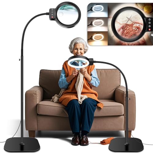 30X 10X Large Floor Magnifying Glass with Light and Stand