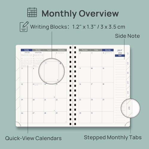 2026 2027 Academic Daily Planner One Page Per Day Hardcover Appointment Book with Hourly Time Slots