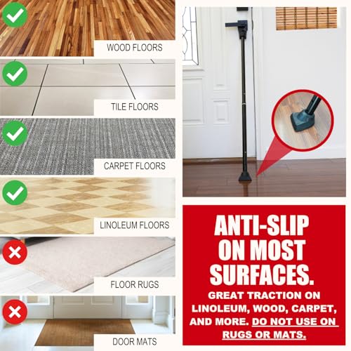 3-in-1 Door Security Bar, Security Door Stoppers & Door Barricade
