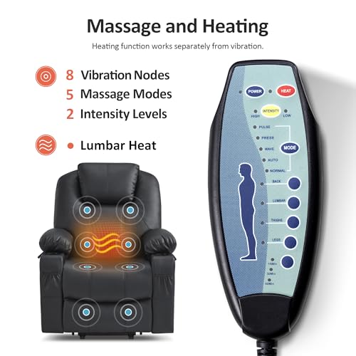 Electric Power Lift Recliner Chair Sofa with Massage and Heat for Elderly
