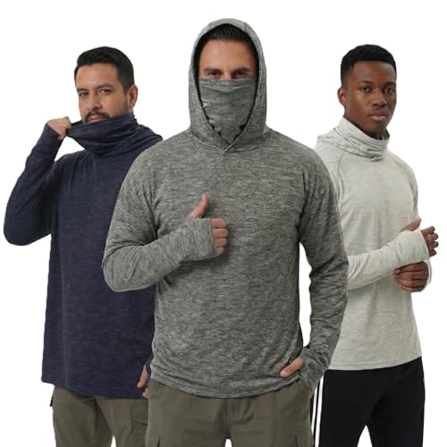 3 Pack Men's Sun Hoodie with Mask