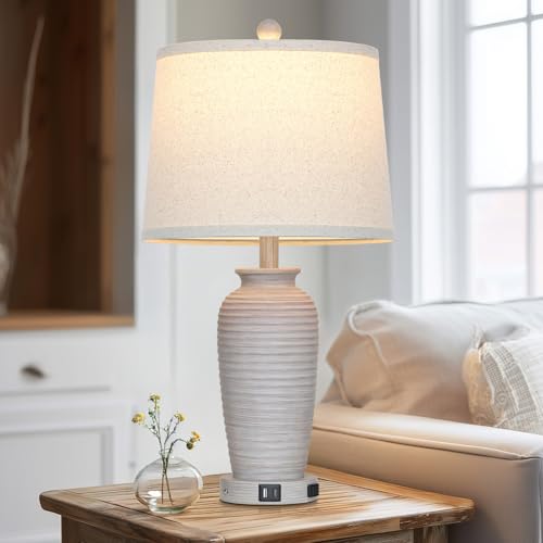 25" Farmhouse Jar Table Lamps Set og 2 Retro Farmhouse Rustic Bedside Lamp