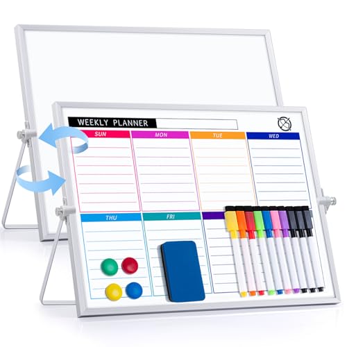 Small Dry Erase White Board for Desk Magnetic Double Sided Personal Desktop Tabletop Dry Erase Board Easel Board with Stand for Kids Home Office