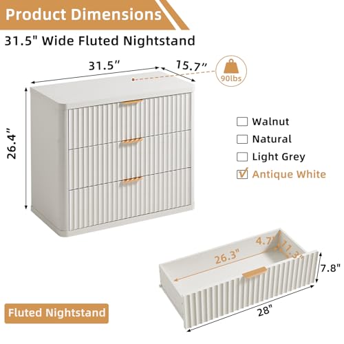 31.5" Wide Fluted Nightstand
