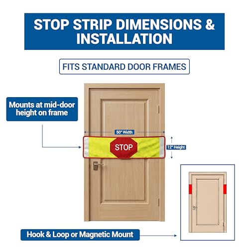 Stop Strip with Alerts and Hook & Loop Mounts for Doorway Exits