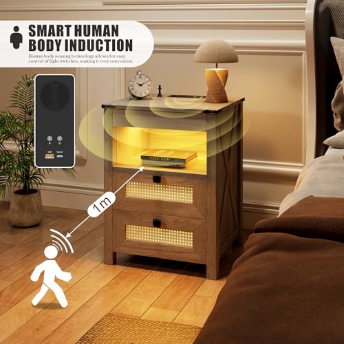 LED Night Stand with Gun Drawer & Charging Station