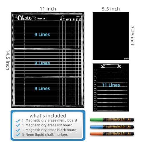 Magnetic Chalkboard with Neon Bright Liquid Chalk Markers for Refrigerator