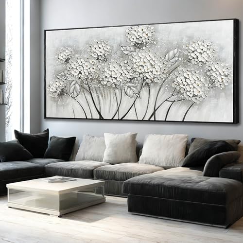 Green Wall Art Large Artwork Pink Wall Decor Abstract Wall Decorations Black Art White Flowers Paintings Plum Blossom Room Decor