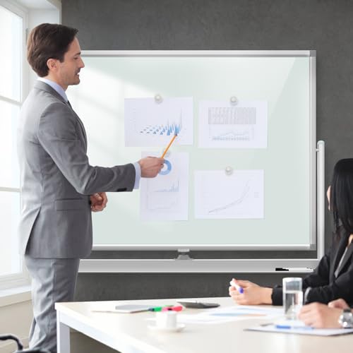 Rolling Writeboard Premium Tempered Magnetic Glass Double Sided Easel