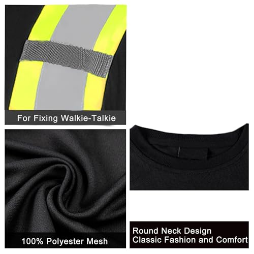 Safety Shirts High Visibility Reflective for Men Hi Vis Construction Warehouse Work T Shirt Long Sleeves