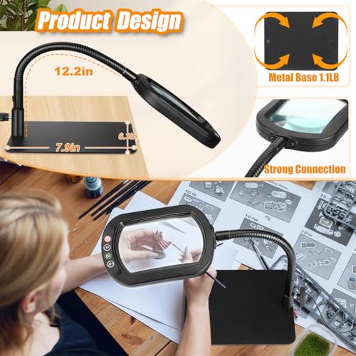 Rectangle Magnifying Glass with Light and Stand